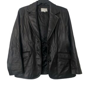 Worthington Genuine Lambskin Black  Blazer Size Large Polished Buttery Soft